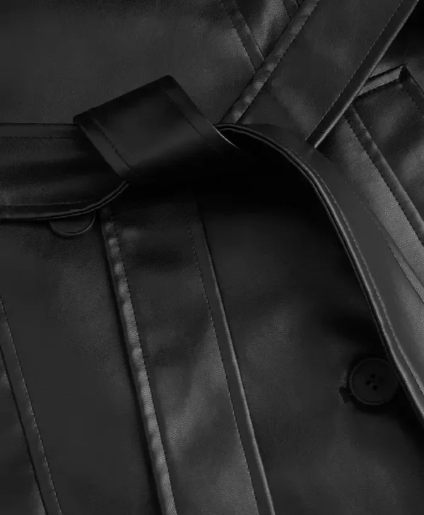 Black Leather Trench Coat Womens Belted