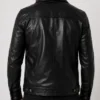 Black Trucker Leather Jacket For Sale
