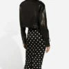 Black Womens Biker Cropped Leather Jacket Back