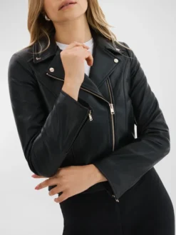 Black Womens Motorcycle Leather Jacket Style