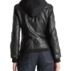 Black Womens Vintage Leather Bomber Jacket Back Model
