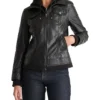 Black Womens Vintage Leather Bomber Jacket Style