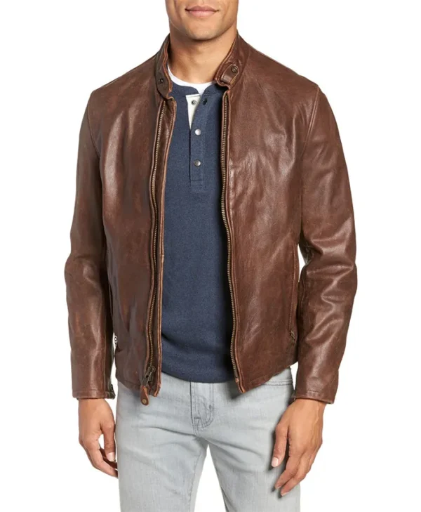 Brown Cafe Racer Jacket
