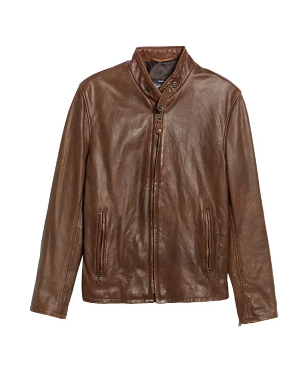 Brown Cafe Racer Jacket Front