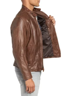Brown Cafe Racer Jacket Side