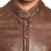 Brown Cafe Racer Jacket Snap Tab