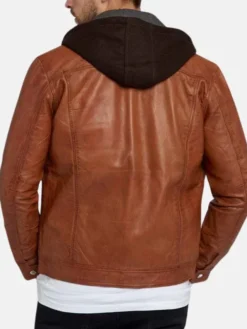 Brown Leather Trucker Jacket Back