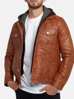 Brown Leather Trucker Jacket Main