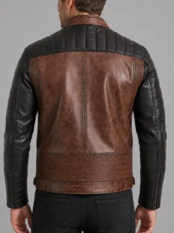Brown Men’s Cafe Motorcycle Jacket Helstons Cruiser Jacket Back View