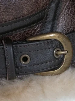 Brown Shearling Jacket For Mens Belted