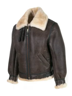 Brown Shearling Jacket For Mens Side