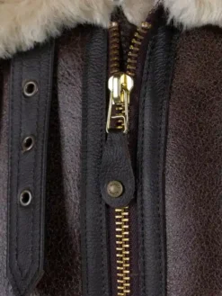 Brown Shearling Jacket For Mens Zipper