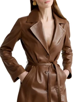 Brown Trench Coats Womens Buttoned