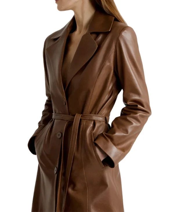 Brown Trench Coats Womens Collar