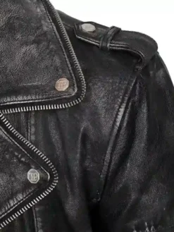 Buy Mens Black Leather Biker Jacket Collar