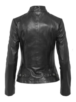 Casual Cafe Racer Jacket Womens Back Mock