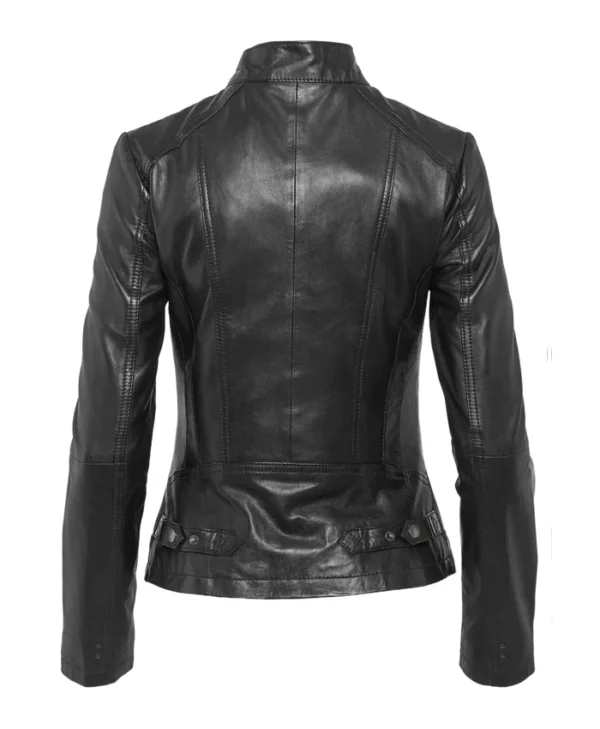 Casual Cafe Racer Jacket Womens Back Mock