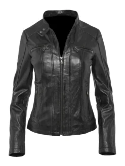 Casual Cafe Racer Jacket Womens Front