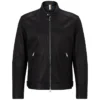 Casual Mens Black Cafe Racer Leather Jacket Front