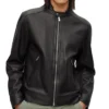 Casual Mens Black Cafe Racer Leather Jacket Main