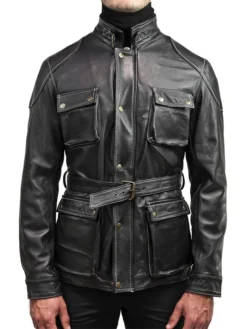 Classic Black Leather Field Jacket