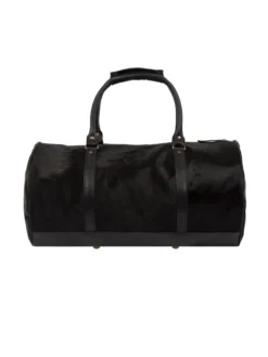 Classic Mens Black Leather Cowhide Duffle Bag Back