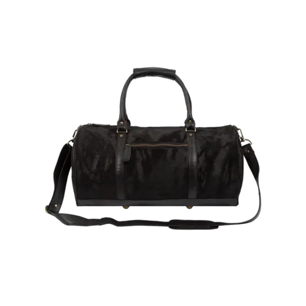 Classic Mens Black Leather Cowhide Duffle Bag Main