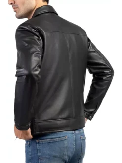 Classic Vintage Black Leather Jacket Back