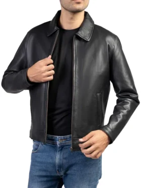 Classic Vintage Black Leather Jacket Main