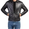 Classic Vintage Black Leather Jacket Sleeves