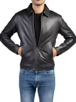 Classic Vintage Black Leather Jacket Sleeves