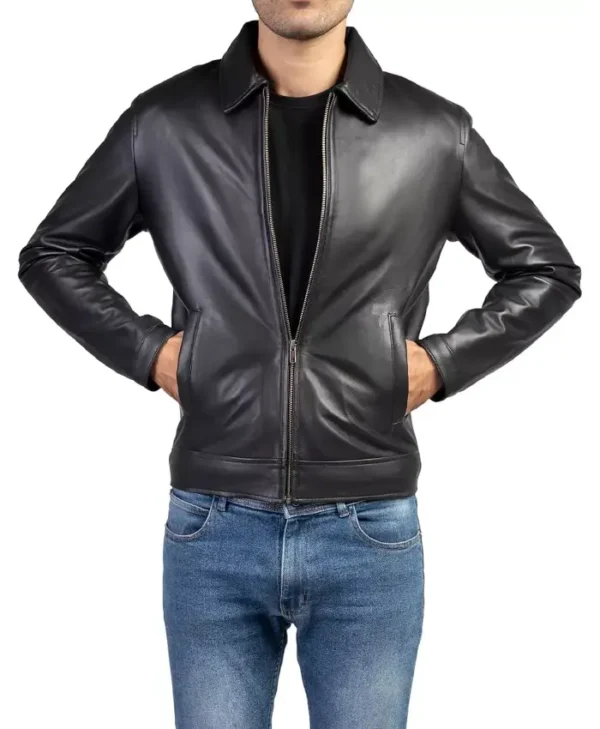 Classic Vintage Black Leather Jacket Sleeves