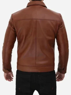 Classic Vintage Brown Leather Jacket Back