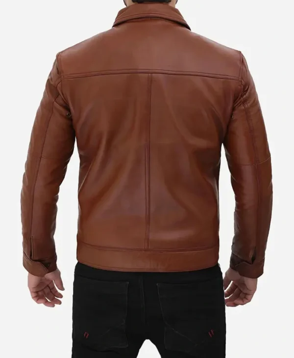 Classic Vintage Brown Leather Jacket Back
