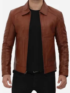 Classic Vintage Brown Leather Jacket Main