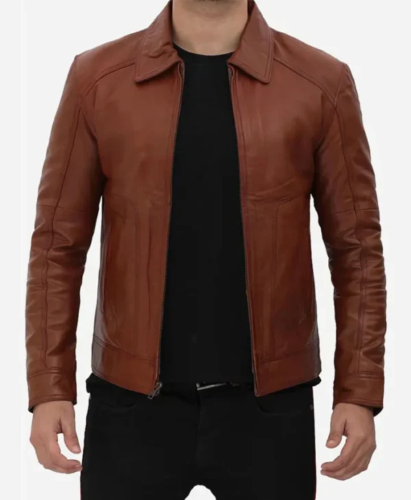 Classic Vintage Brown Leather Jacket Main