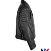 Close-up of Women Black Quilted Leather Biker Style Jacket For Sale