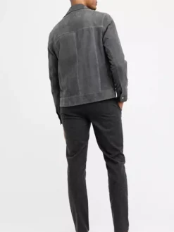 Dark Grey Suede Shirt Mens Jacket Back