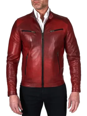 Dark Red Leather Jacket