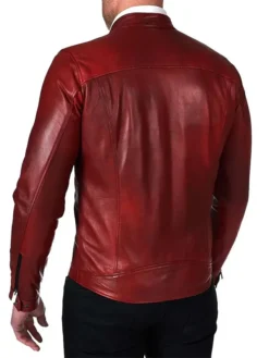 Dark Red Leather Jacket Back