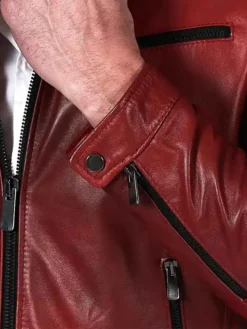 Dark Red Leather Jacket Cuffs
