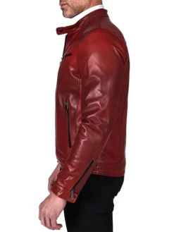 Dark Red Leather Jacket Right Side