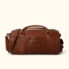 Duffle Style Brown Leather Travel Bag Front