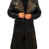 Edward Black Leather Trench Coat Mens Main
