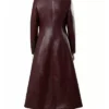 Elena Dark Maroon Leather Trench Coat Back