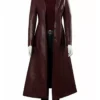 Elena Dark Maroon Leather Trench Coat Main