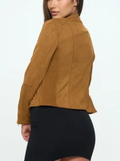 Elena Women Brown Suede Biker Jacket Back