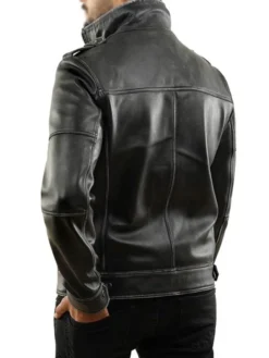 Elnor Vintage Black Leather Jacket Back