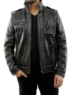 Elnor Vintage Black Leather Jacket Main