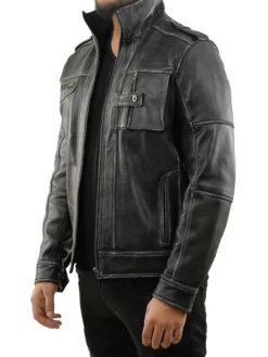 Elnor Vintage Black Leather Jacket Right